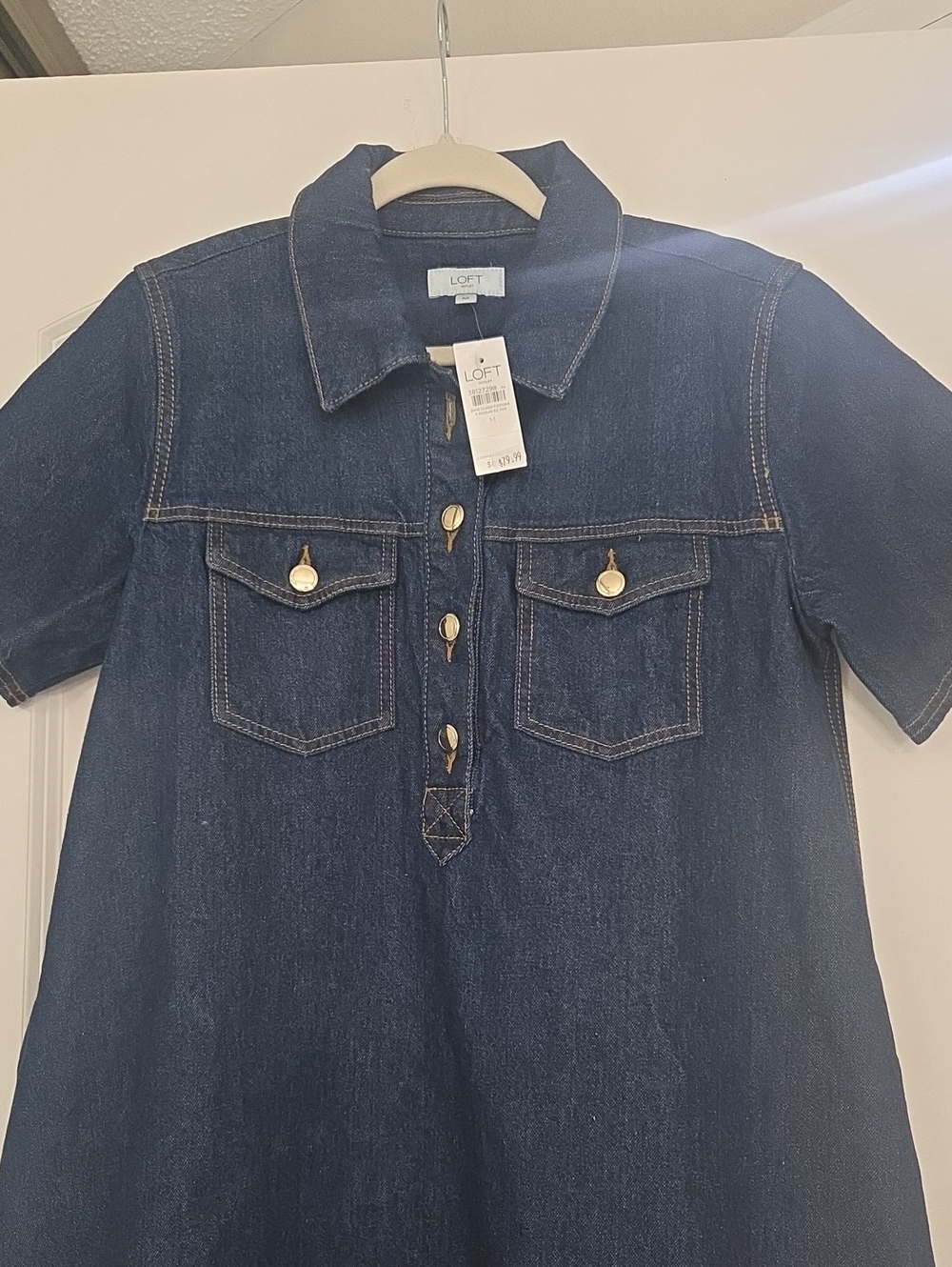 NWT LOFT Outlet Dark Wash Denim Polo Shirt Dress. Offers Welcome! - Picture 10 of 13